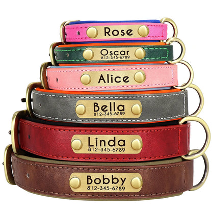 Customized Leather Dog Collar Leash Set Soft Padded Leather Collar For Small Medium Large Dogs With Free Engraved Nameplate Beauty World Shop