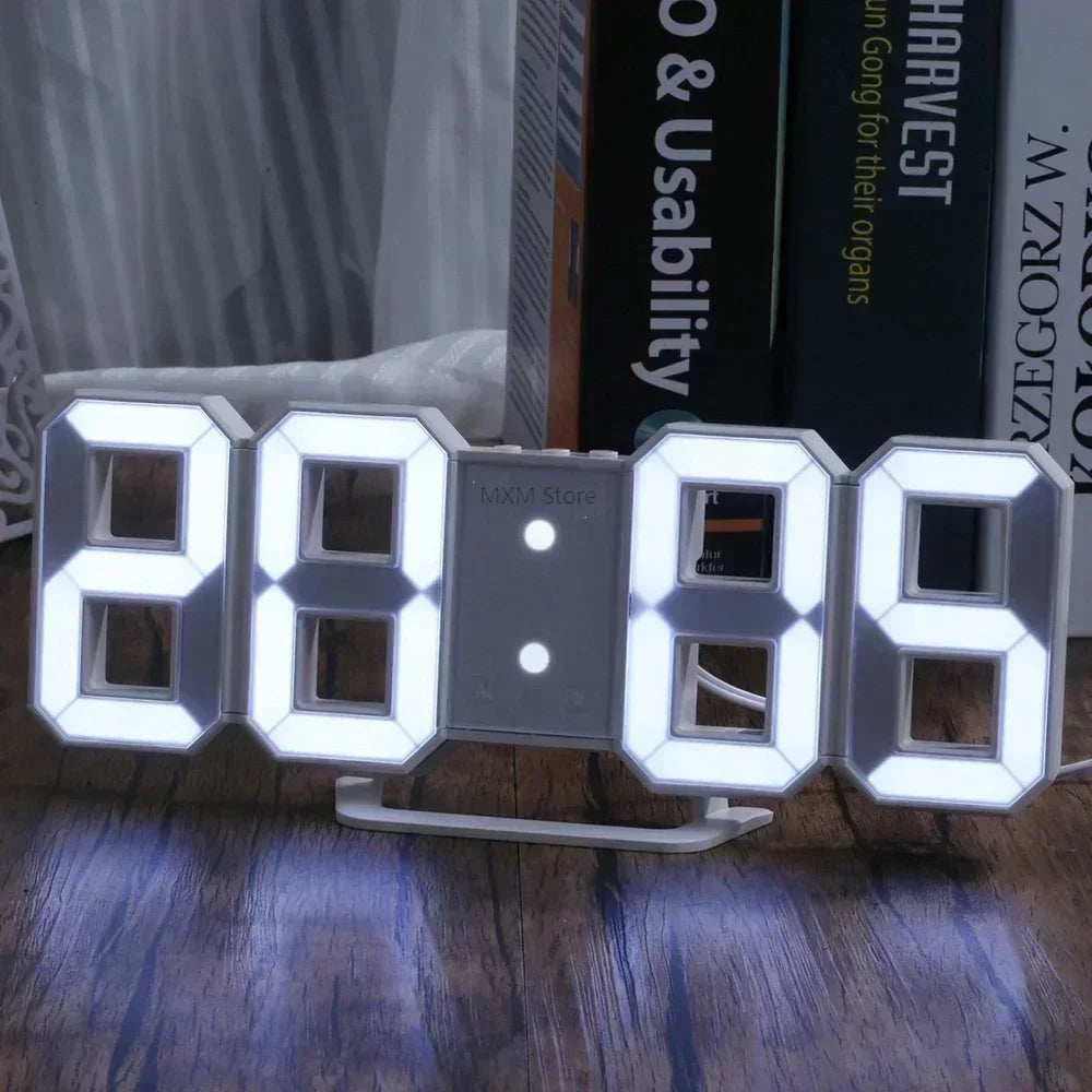 3D LED Digital Clock Wall Decoration Glow Night Mode Decoration for Home Adjustable Electronic Watch Clock Decor Clocks Garden Beauty World Shop