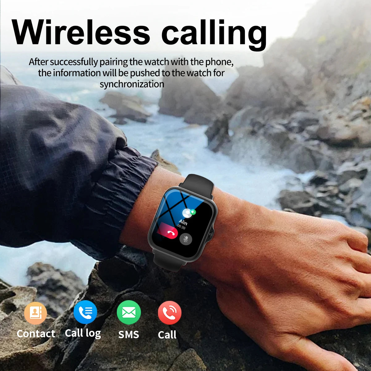 Smart watch with full touch screen, call, message reminder, music control and other functions, compatible with iPhone/android mo Beauty World Shop