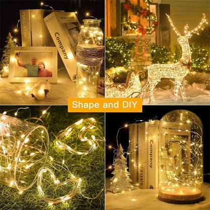 Christmas Lights LED Fairy String Curtain Lights 8 Mode Remote USB Festoon Christmas Decor For Home Holiday New Year Lamp Beauty Fashion