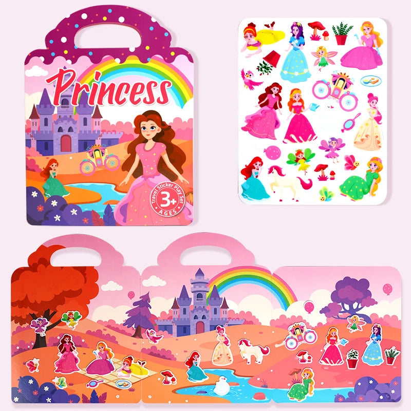 1 Book Jelly Sticker Book Quiet Book DIY Fun for Children's Scene Stickers Repeatedly Paste Puzzle Sticker Book Beauty World Shop