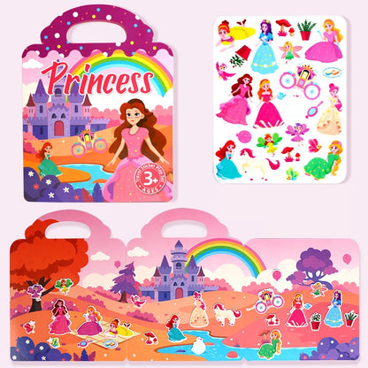 1 Book Jelly Sticker Book Quiet Book DIY Fun for Children's Scene Stickers Repeatedly Paste Puzzle Sticker Book Beauty World Shop