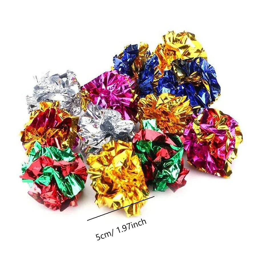 5/10Pcs Crinkle Ball Cat Toys with Crackling Sound & Laser Reflection, Durable Scratch-Resistant Paper Balls for Kittens
