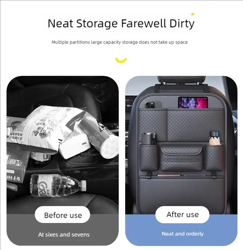 Multi-functional Car Seat Back Organizer High-Capacity Multi-Pocket Backseat Storage Bag Wear-Resistant Anti Kick Mat Beauty World Shop