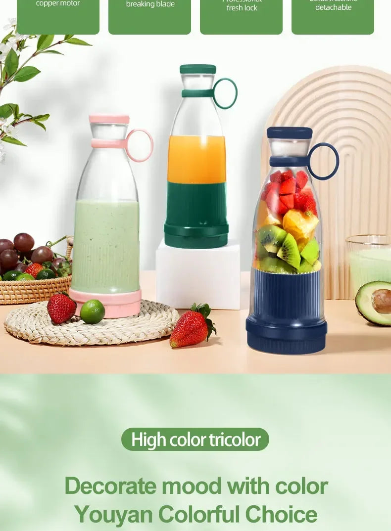 Electric Juicer Cup 6 Blades Blender Milkshake Machine USB Portable Fruit Milk Mixing Tool Mini Fresh Juice Blender Beauty World Shop