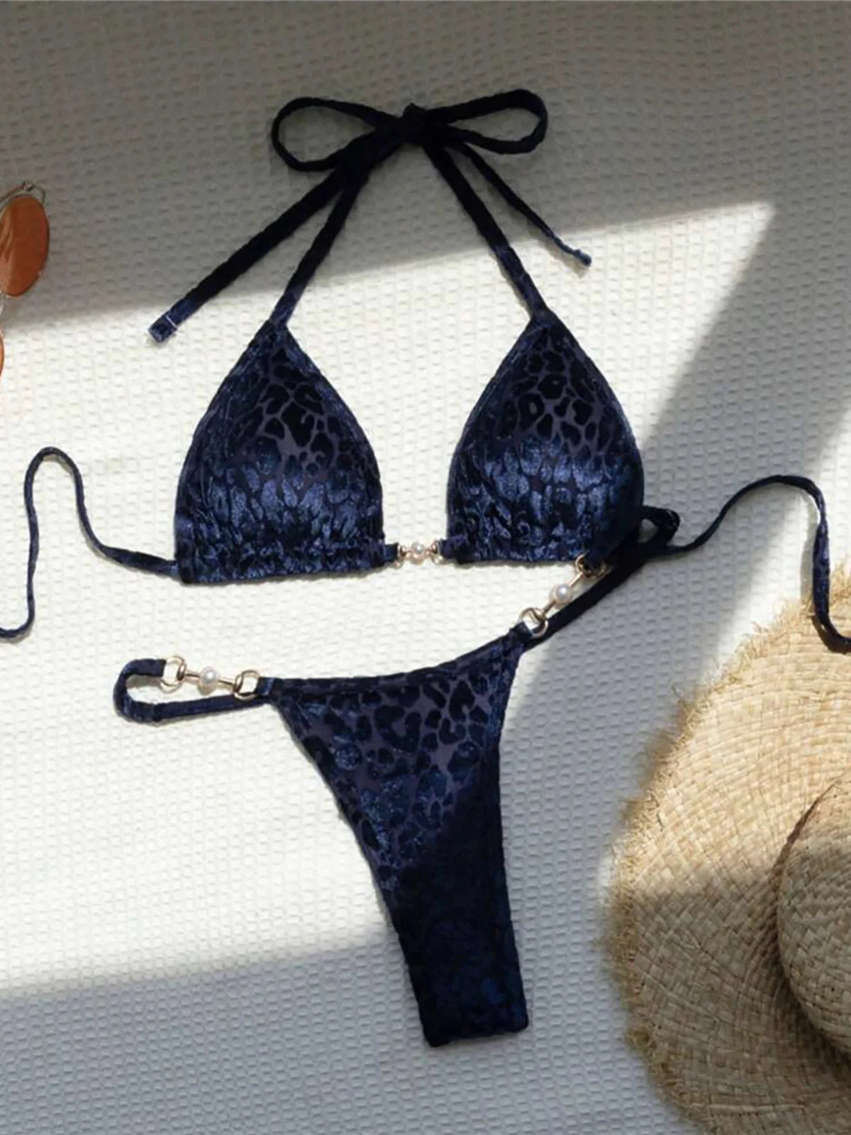 S- XL Leopard Halter Mini Micro Thong Bikini Women Swimwear Female Swimsuit Two-pieces Bikini set Bather Bathing Suit Swim V5207 Beauty World Shop