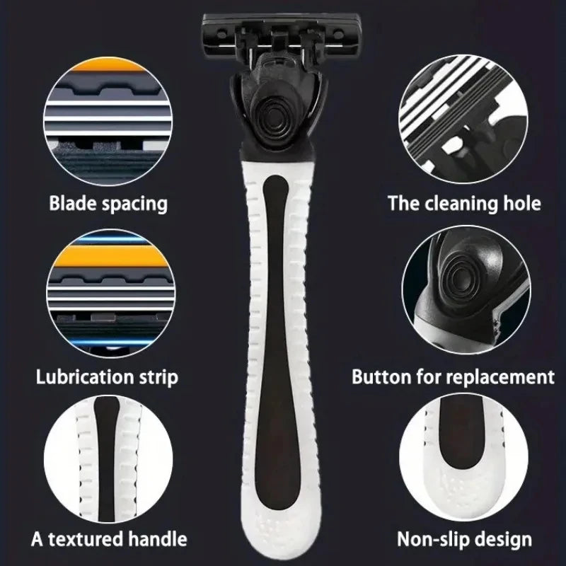 3-layer Stainless Steel Blade Men Razor Washable For Travel For Home Shaver Manual Shave Razors For Daily Face Care Beauty World Shop