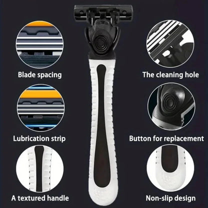 3-layer Stainless Steel Blade Men Razor Washable For Travel For Home Shaver Manual Shave Razors For Daily Face Care Beauty World Shop