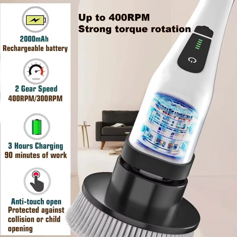 Cordless Electric Scrubber for Kitchen Bathroom Toilet - Multipurpose Cleaning Brush with Adjustable Speeds for Floor Cleaning Beauty World Shop
