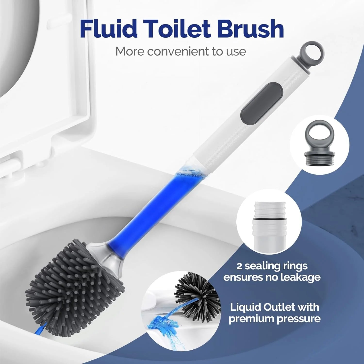 Water Spray Silicone Toilet Brush 40cm Long Handle Refillable Silicone TPR Brush With Wall-Mounted Bathroom Cleaning Accessories Beauty World Shop