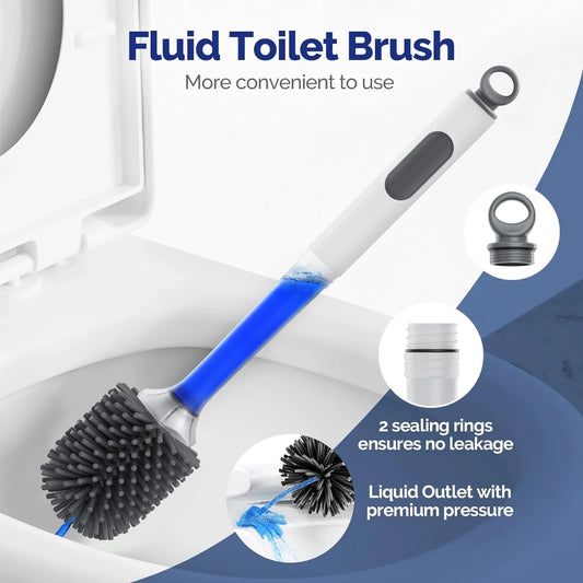 Water Spray Silicone Toilet Brush 40cm Long Handle Refillable Silicone TPR Brush With Wall-Mounted Bathroom Cleaning Accessories Beauty World Shop