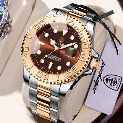 POEDAGAR Casual Fashion Man Wristwatch Waterproof Luminous Date Exquisite Men Watch Stainless Steel Classic Men's Quartz Watches Beauty World Shop