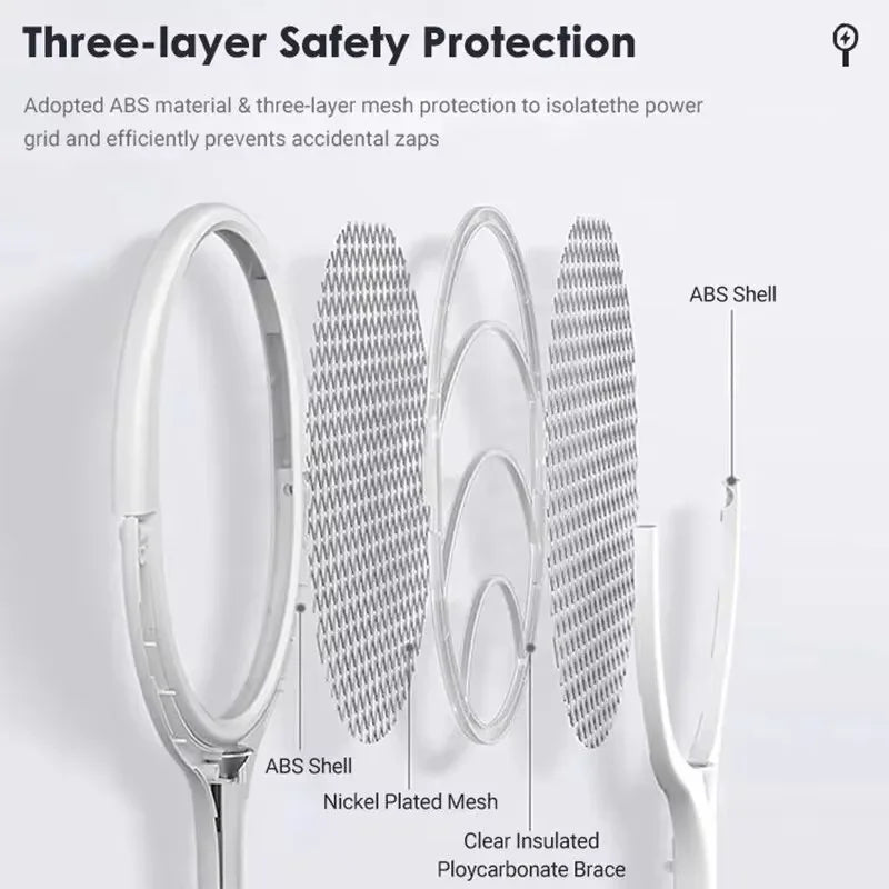 5 In 1 Fast Charging Racket Kill Fly Bug Safety Insulated Battery Powered Lamp ABS Adjustable Electric Mosquito Swatter Beauty World Shop