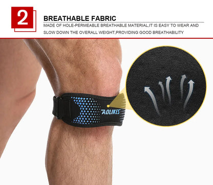 AOLIKES 1PCS Knee Braces for Knee Pain,Patella Knee Support Strap,Adjustable Patellar Tendon Stabilizer Band for Basketball Beauty World Shop