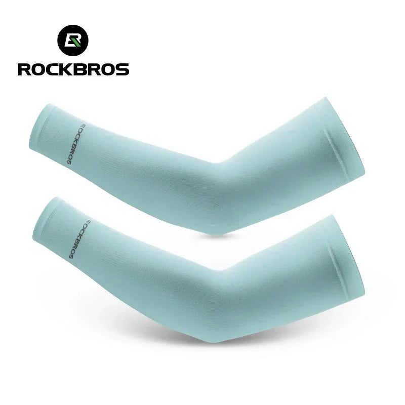 ROCKBROS Ice Silk Arm Sleeves Sun Protection UV Mangas Running Cycling Arm Warmers Sports Basketball Volleyball Cool Arm Sleeves Beauty World Shop