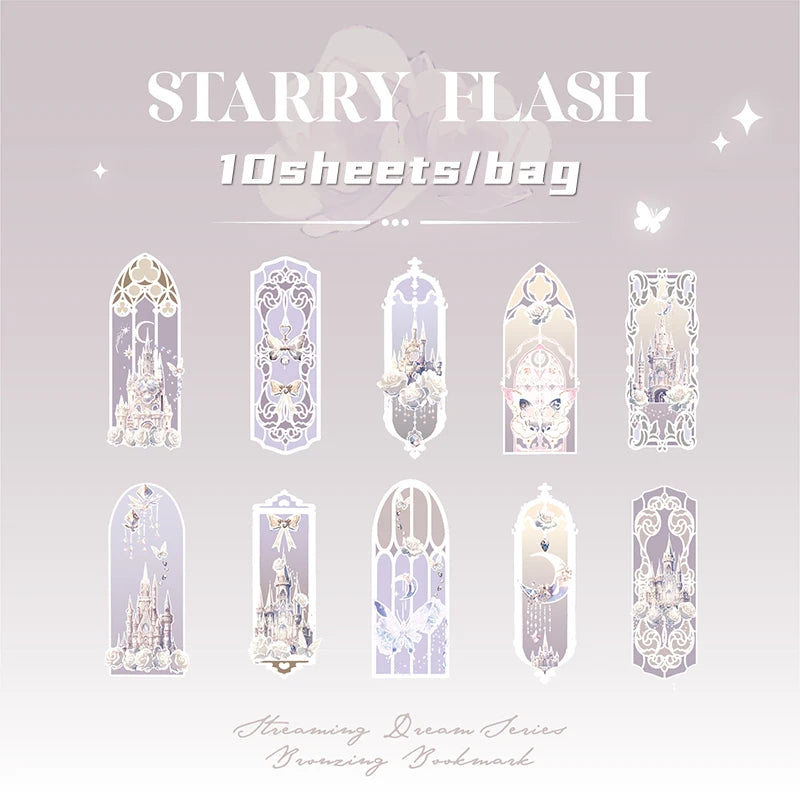 4Style 10pcs/pack Shell Light PVC Bookmark Streamer Dream High Value Ins Fresh Reading Mark Card Decoration Student Stationery Beauty World Shop