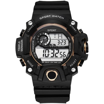 Fashion Men's Watch Sports Electronic Wristwatch Large dial Multifunctional Waterproof Luminous Alarm Kids Male's Military Watch Beauty World Shop