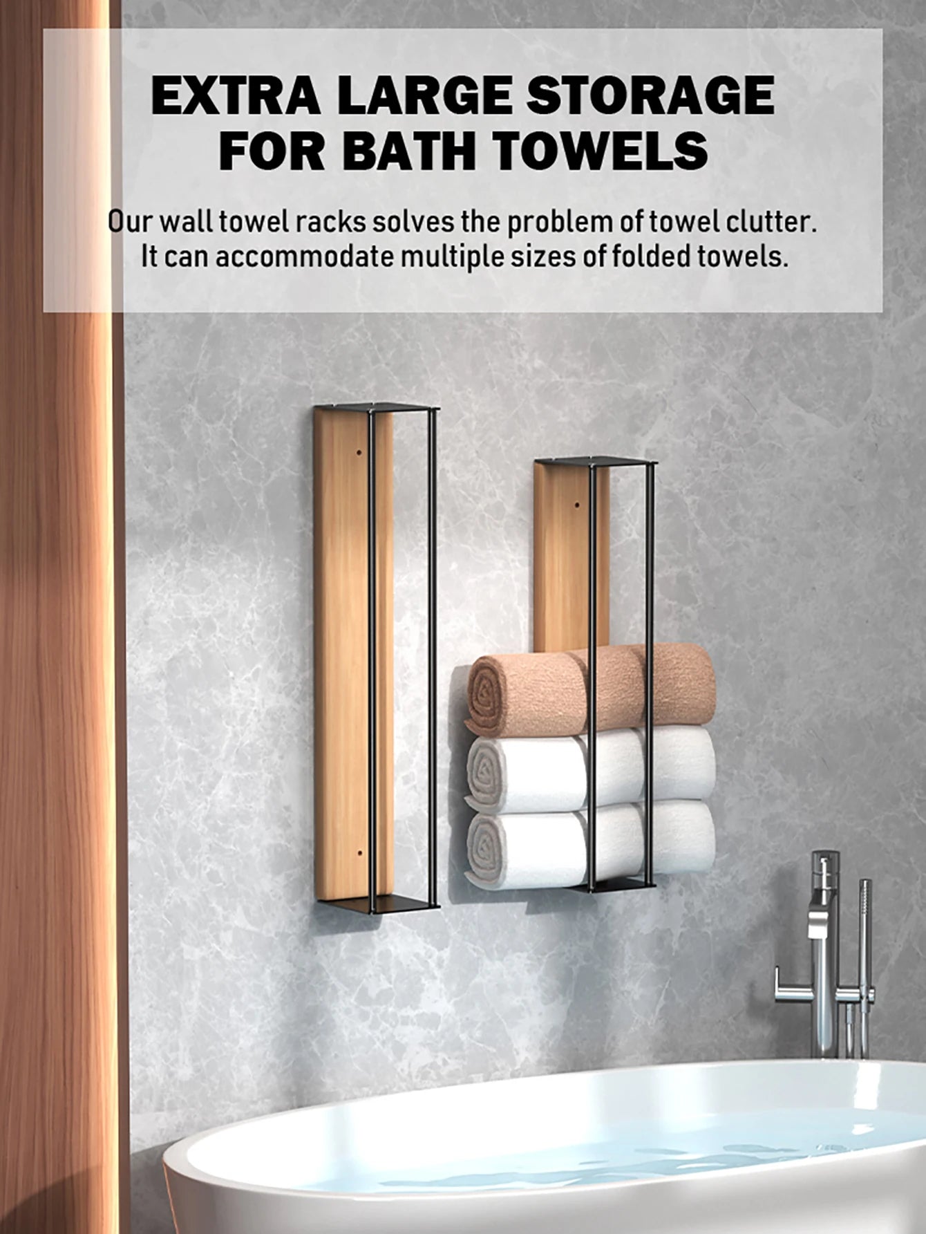 Bathroom wall mounted towel rack, bathroom decorative towel rack, towel hanging rack, roll towel storage, no drilling required Beauty World Shop