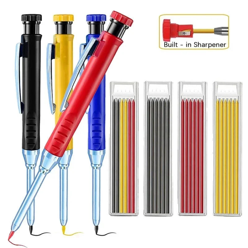 2.8mm Solid Carpenter Mechanical Pencil with Sharpener for Woodworking Construction Long Head Carpenter Pencil Stationery Supply Beauty World Shop