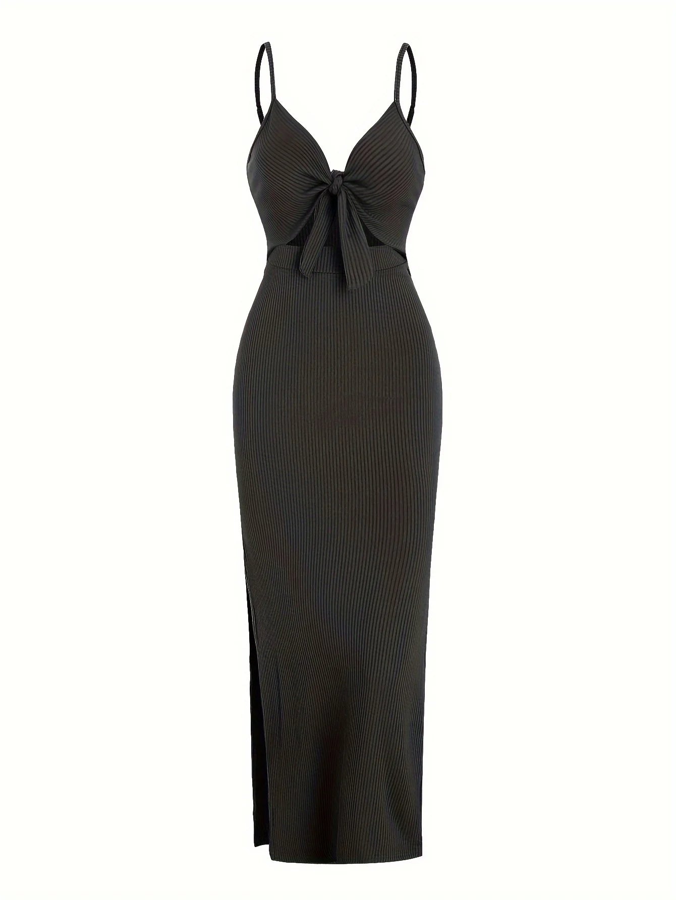 Europe and America knit simple sleeveless suspender dress in spring and summer, leaking back and sexy long skirt with neck. Beauty World Shop