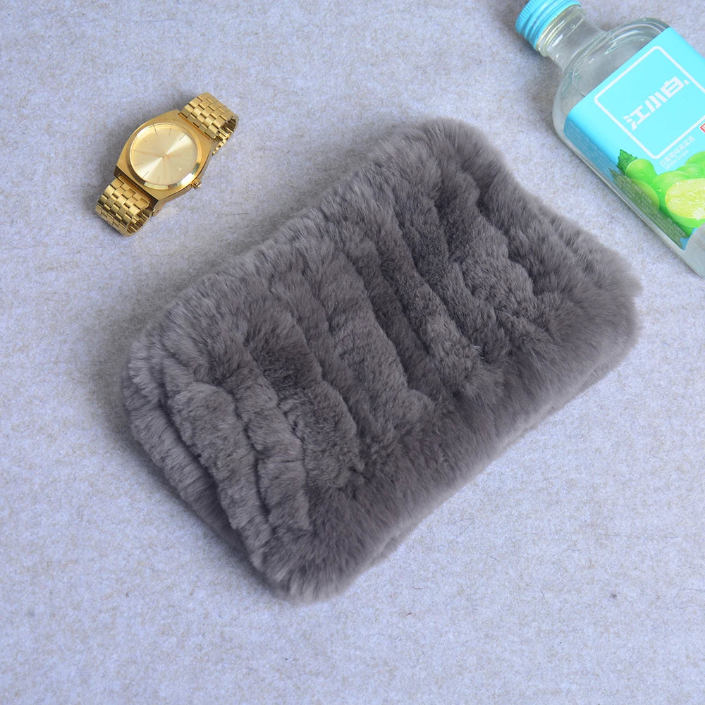 Women Handmade Stretch 100% Real Rabbit Fur Scarf Knit Genuine Rex Rabbit Fur Headbands Girls Natural Rabbit Fur Ring Scarves Beauty World Shop