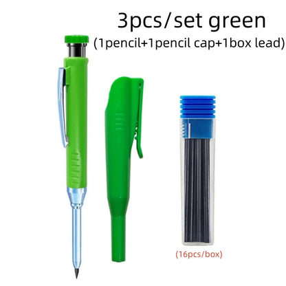 Solid Carpenter Pencils Set with 16Refills, 2.8mm Deep Hole Mechanical Pencil Marker Construction Pencils Woodworking Drafting Beauty World Shop
