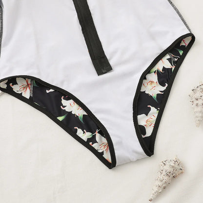 2026 Surfing Sport Swimsuit Long Sleeves Women One Piece Swimsuit  Swimwear Solid Monokini Bathing Suit Tropical Bodysuit Female Beauty World Shop
