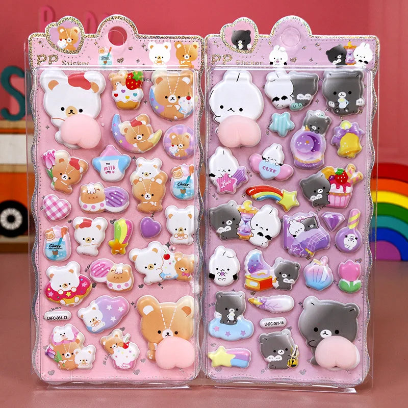 1 Sheet 3D Cute Animal Butt Stickers, Stress Relief Puffy Squishy Sticker for DIY Scrapbook Guitar Phone Case Laptop Decal Beauty World Shop