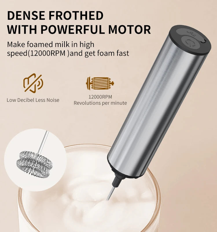 Kitchen Powerful Stirrer Milk Frother Handheld Foam Maker for Lattes Whisk Drink Mixer Coffee Electric Rechargable Egg Beater Beauty World Shop