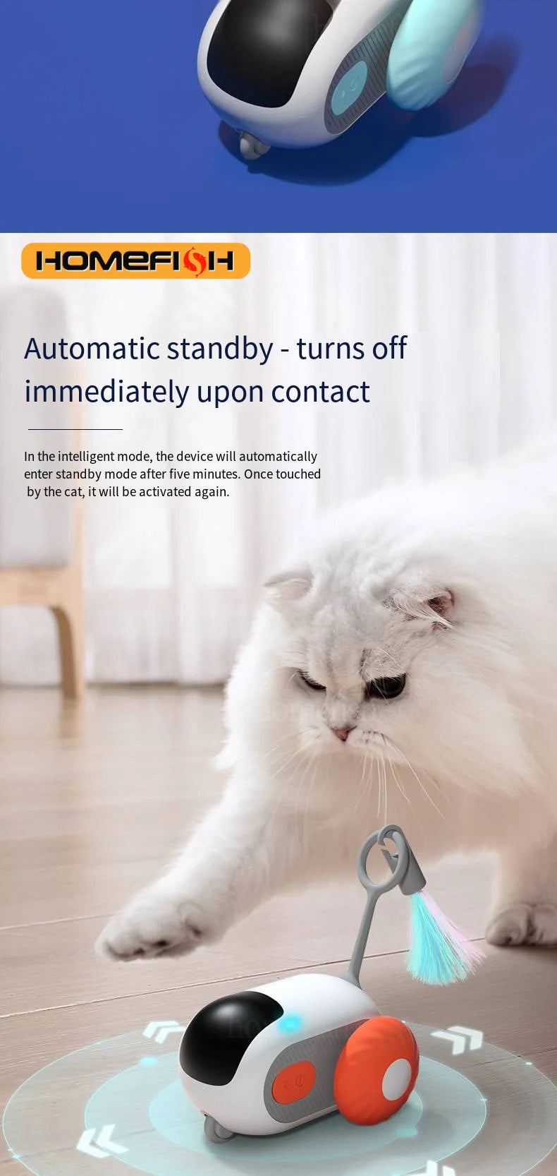 Smart Cat Car 2 Modes Automatic Moving Remote Controlled Car for Cats Dogs Interactive Playing Kitten Training Pet Supplies Beauty Fashion