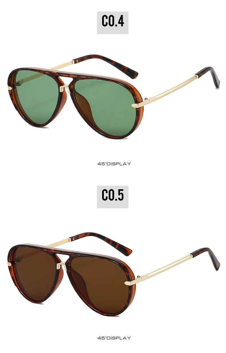 Trendy Oversized Pilot Sunglasses Women Men Vintage Retro Classic Designer Sun Glasses UV400 Protection Fashion Ladies Shades Beauty World Shop