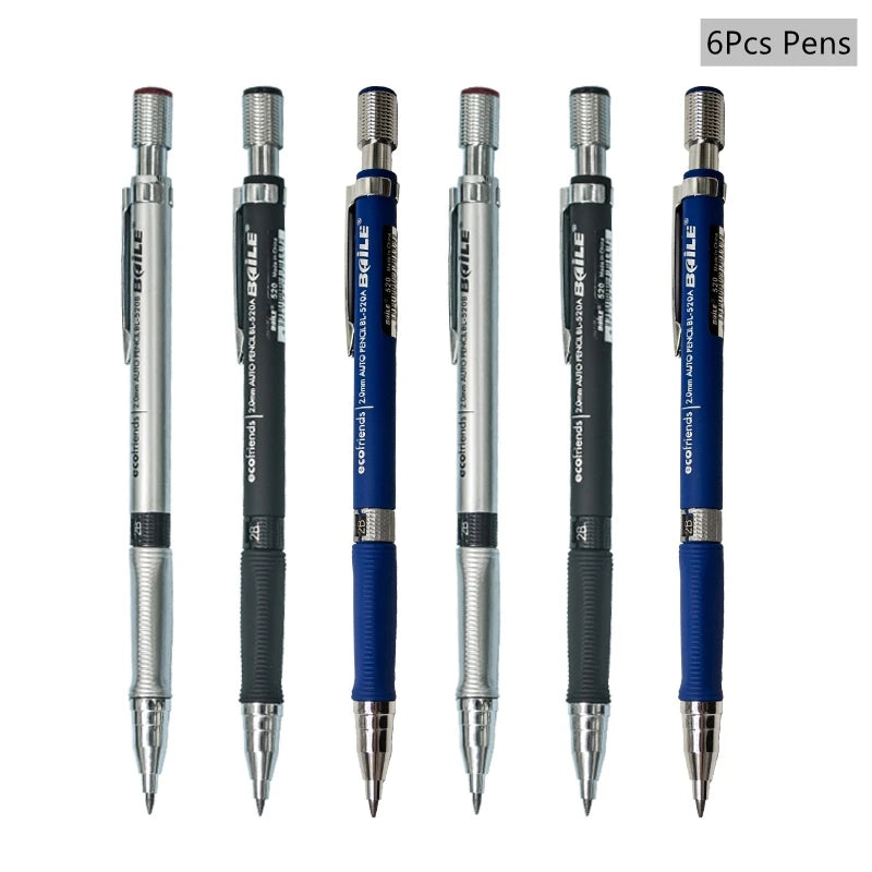 Mechanical Pencil Set 2.0 mm with 2B Black/Colors Lead Refill For Writing Sketching Art Drawing Painting School Automatic Pencil Beauty World Shop