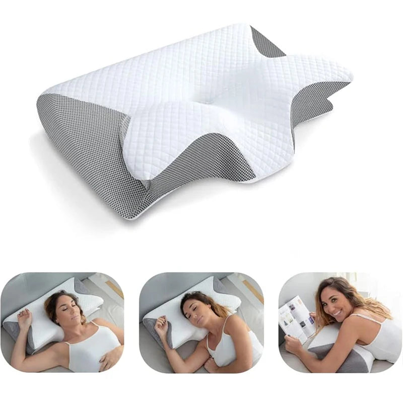 1pc Memory Foam Cervical Pillow, 2 in 1 Ergonomic Contour Orthopedic Pillow for Neck Pain, Contoured Support Pillows,Neck Pillow Beauty World Shop