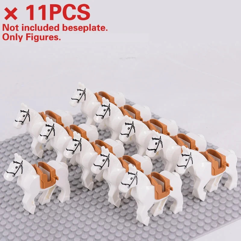 Medieval Military Sets Cavalry Figures War Horse Animals Building Blocks Parts Knight Weapons Accessories Toys for kids gifts Beauty World Shop