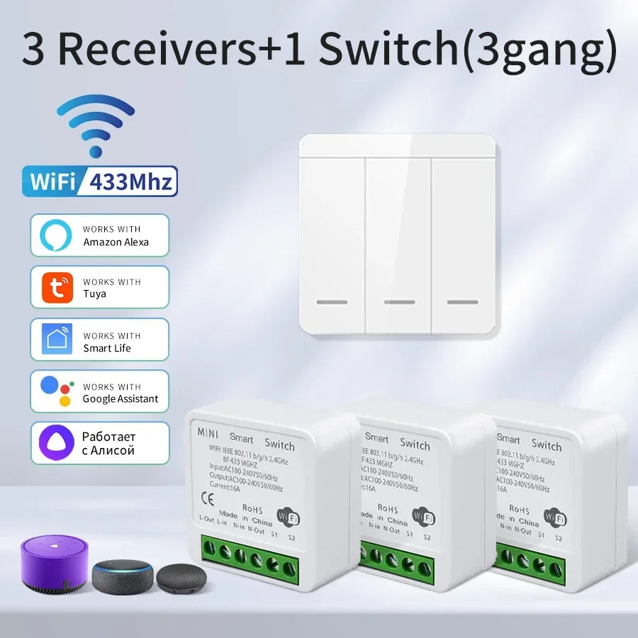 Tuya Smart WiFi Switch For Lighting RF 433MHz Wireless Switch Smart Life APP Voice Control Work With Alice Alexa Google Home Beauty World Shop