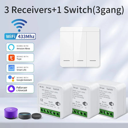 Tuya Smart WiFi Switch For Lighting RF 433MHz Wireless Switch Smart Life APP Voice Control Work With Alice Alexa Google Home Beauty World Shop