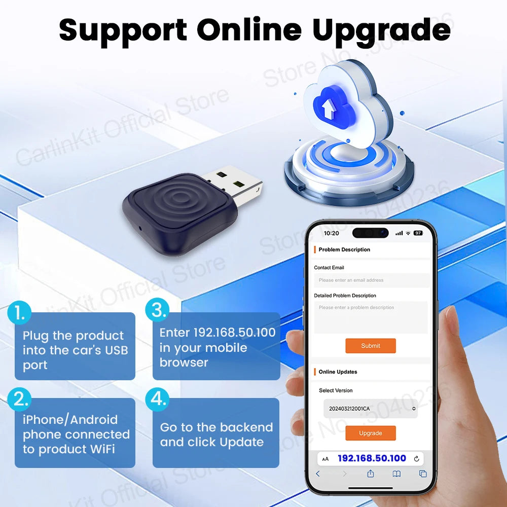 CarlinKit 5.0 Mini Ultra Wireless Adapter Wireless CarPlay Android Auto For OEM Car Plug and Play WiFi Bluetooth Auto Connection Beauty World Shop