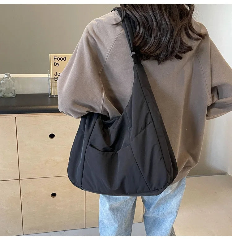 Trendy Women's Soft Cloth Shoulder Bag Solid Color Student 2026 Spring Y2k Casual Style Big Handbags Crossbody Bags for Women Beauty World Shop
