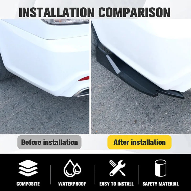 Pair Universal Car Rear Bumper Spoiler Lip Carbon Fiber Wing Trim Protection Anti-crash Diffuser Side Skirt Wrap Angle Splitter Beauty World Shop