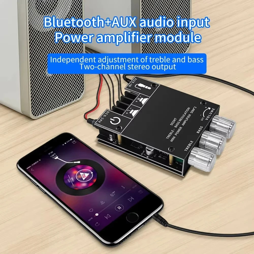 Bluetooth 5.0 Subwoofer Amplifier Board 2.0 Channel High Power Audio Digital HIFI Stereo Amplifier Board 2X50W Bass AMP ZK-502MT Beauty World Shop