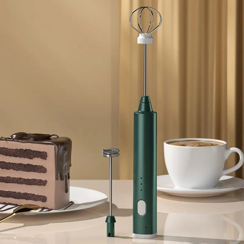 1 PCS USB Rechargeable Handheld Egg Beater 3 Speeds Electric Milk Frother Foam Maker Mixer Coffee Drink Frothing Wand Foamer Beauty World Shop