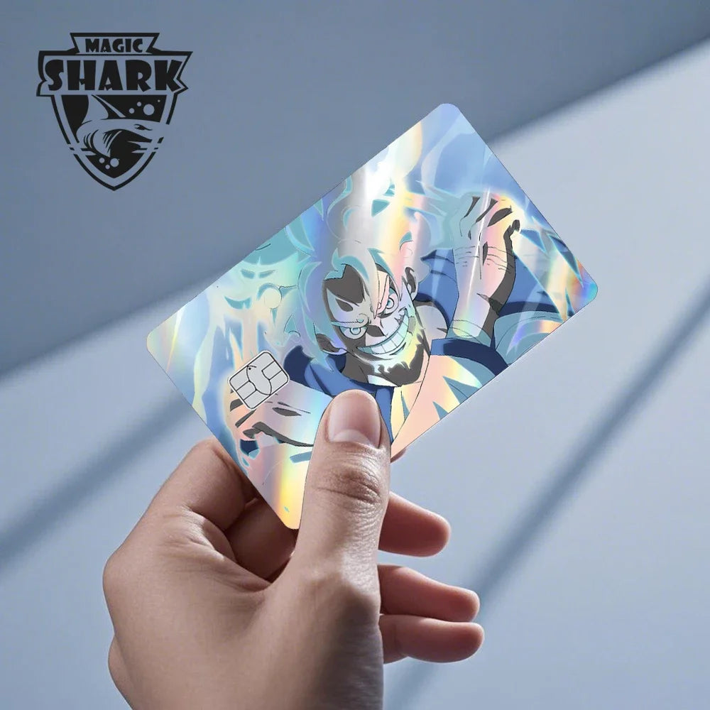 Magic Shark Luffy Zorro Ace Skull Anume Holographic Shinny Laser Sticker Film Skin for Credit Debit Card Beauty World Shop