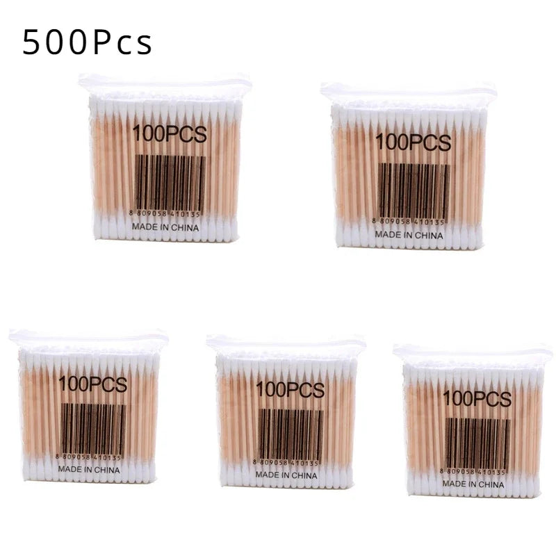 300/500/1000pcs Double Head Cotton Swab Women Makeup Cotton Buds Tip for Wood Sticks Nose Ears Cleaning Health Care Tools Beauty World Shop