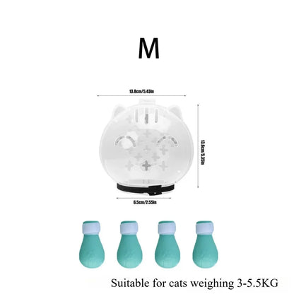 1Set Cat Muzzle Pet Grooming Cover Accessory Cat Anti Bite Anti Licking Space Hood Breathable Helmet with 4 Silicone Paw Shoes Beauty World Shop
