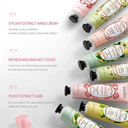 5Pcs/set Fruit Plant Fragrance Hand Cream Sets Moisturizing Repair Anti Dry Hand Lotion Sets Hands Skin Care Products Beauty Trend Shop