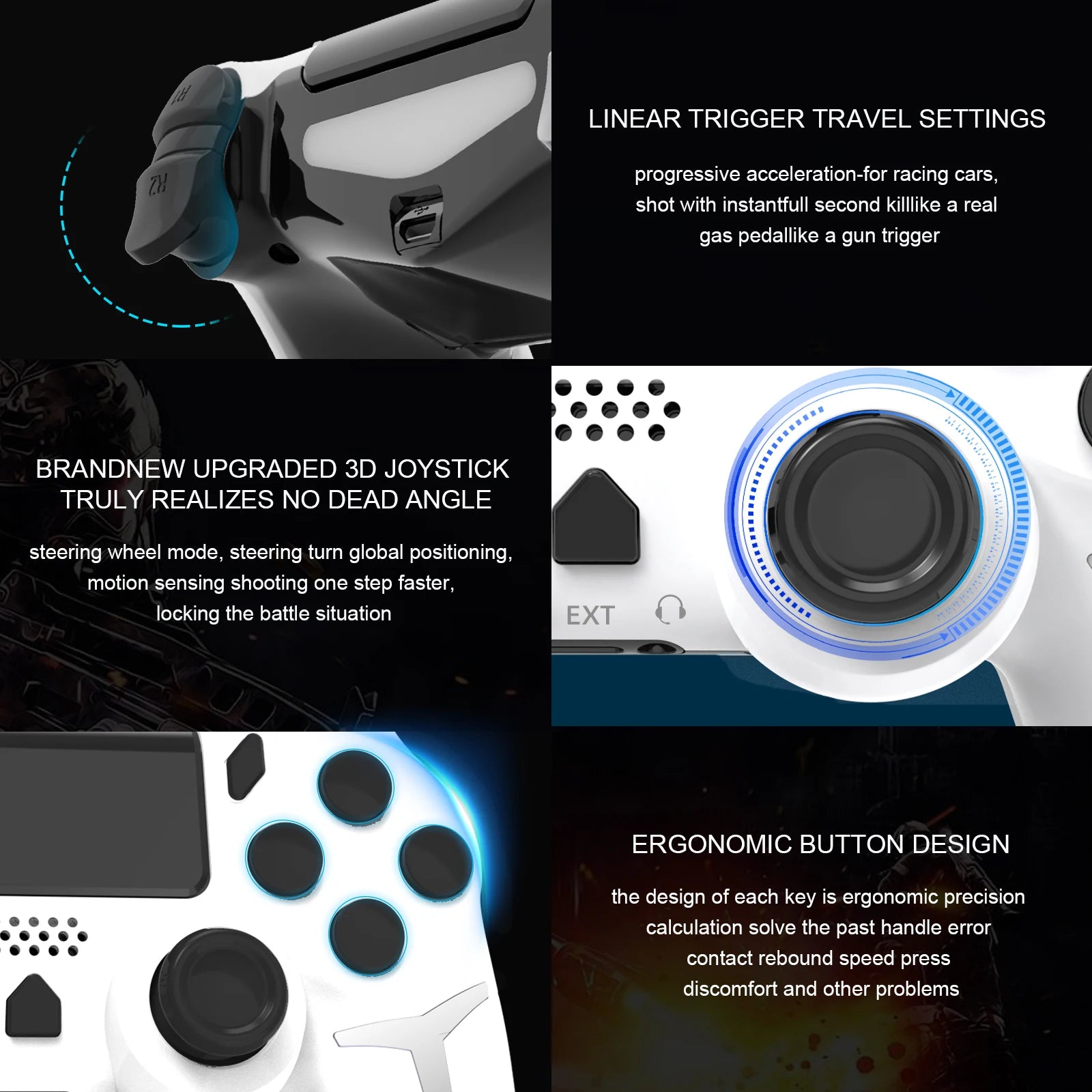 GAMINJA 6-axis Gyroscope Dual Vibration With touch pad Wireless Gamepad Bluetooth Controller For PS4 PS3 Console Computer PC Beauty World Shop