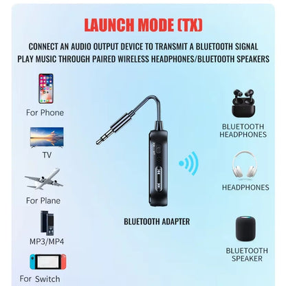 Bluetooth 6.0 AUX Audio Transmitter Receiver 2 IN 1 Wireless Adapter 3.5MM With Mic HiFi Stereo Music For Car TV PC Airplane Beauty World Shop