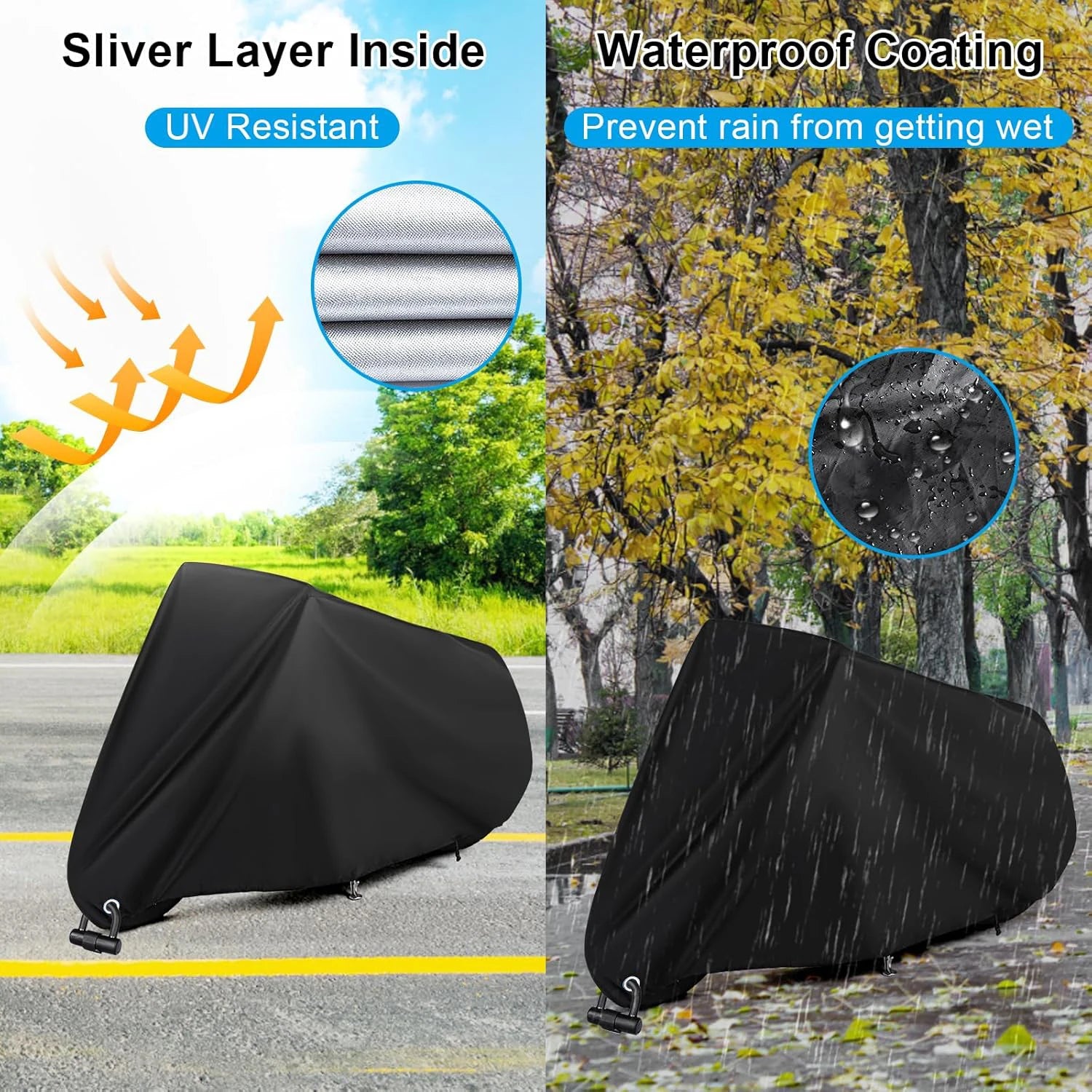 Waterproof Cycle Bike Rain Cover, Bicycle Cover Rain Sun UV Dust Windproof With Lock Hole for Mountain, Road & Dirt Bike Beauty World Shop