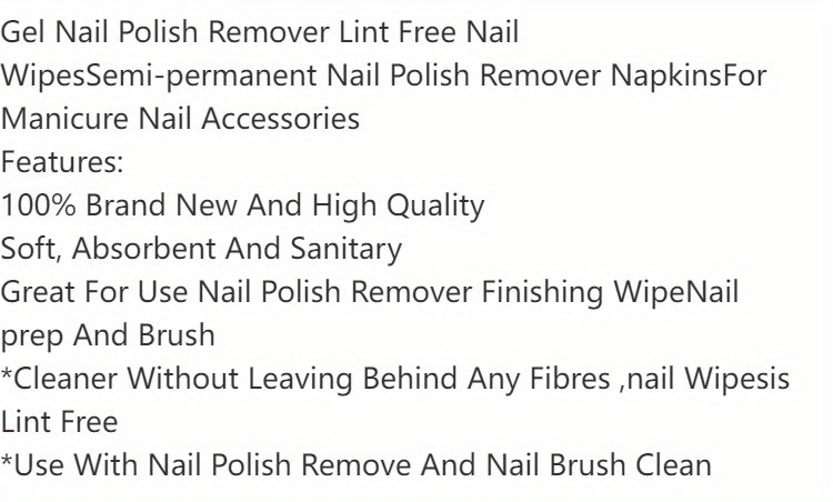 Nail Polish Remover Wipes Nail Cleaning Pads, Non Woven Nail Pads For Women Girl Beauty Salon Beauty World Shop