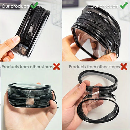 Portable Mini Clear Zipper Storage Bag - Space-Saving Organizer for Earphones & Chargers, Versatile with Handy Keychain Loop Beauty World Shop